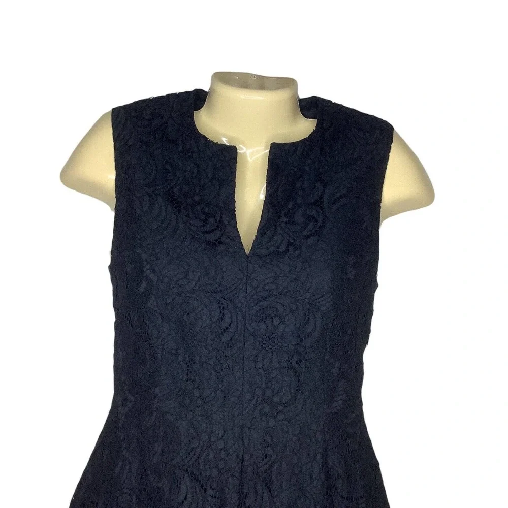 Burberry London Dress Womens 4 Black Lace Floral Fit Flare Sleeveless Pockets S - Picture 4 of 10